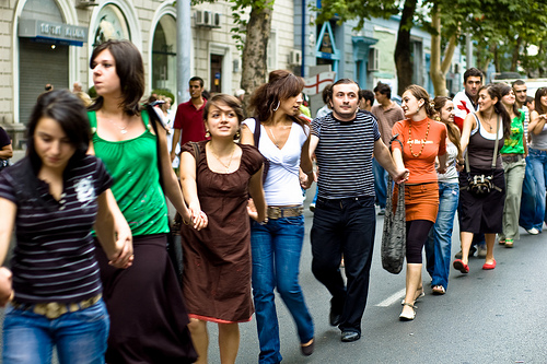 walking human chain by shioshvili, on Flickr