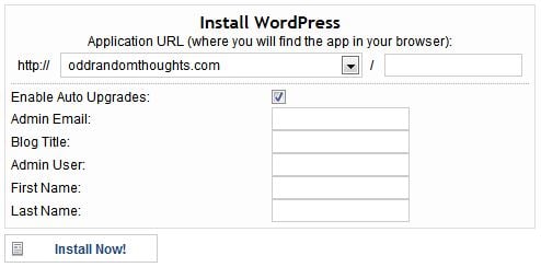 WordPress Install Panel