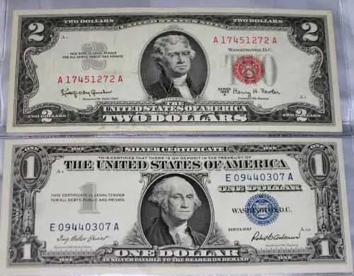 U.S. Currency $1 & $2