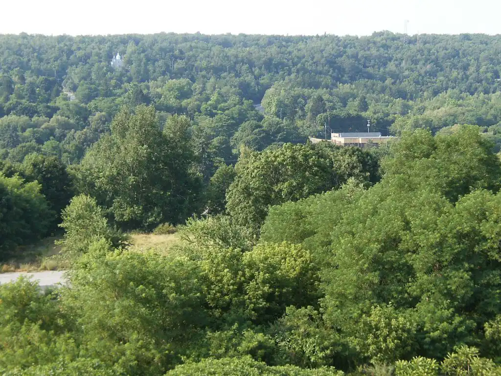 The skyline and empty streets of Centralia, Pennsylvania, a near-ghost town