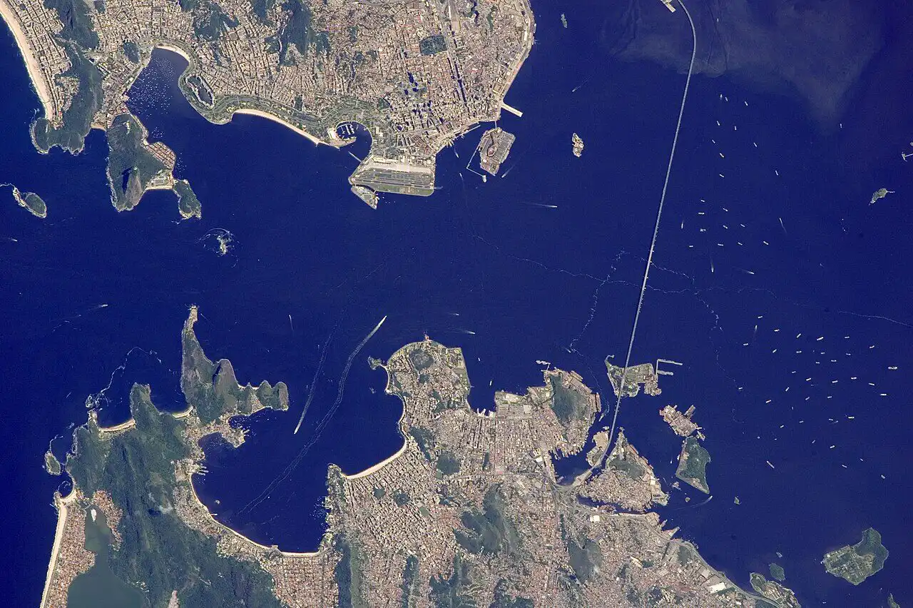 Rio de Janeiro and the city of Niteroi, seen from space, near where the two men were found
